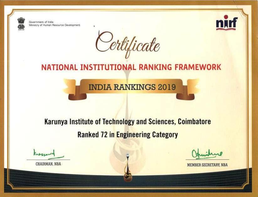 Ranking and Accreditation Karunya Institute of 